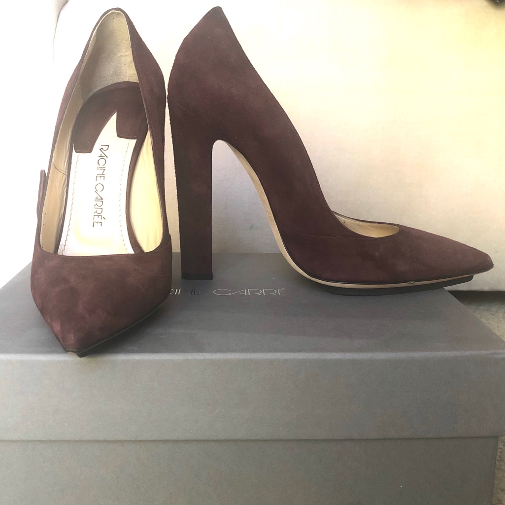 Suede Racine Carre Bordeaux Pump Nib Sz 38